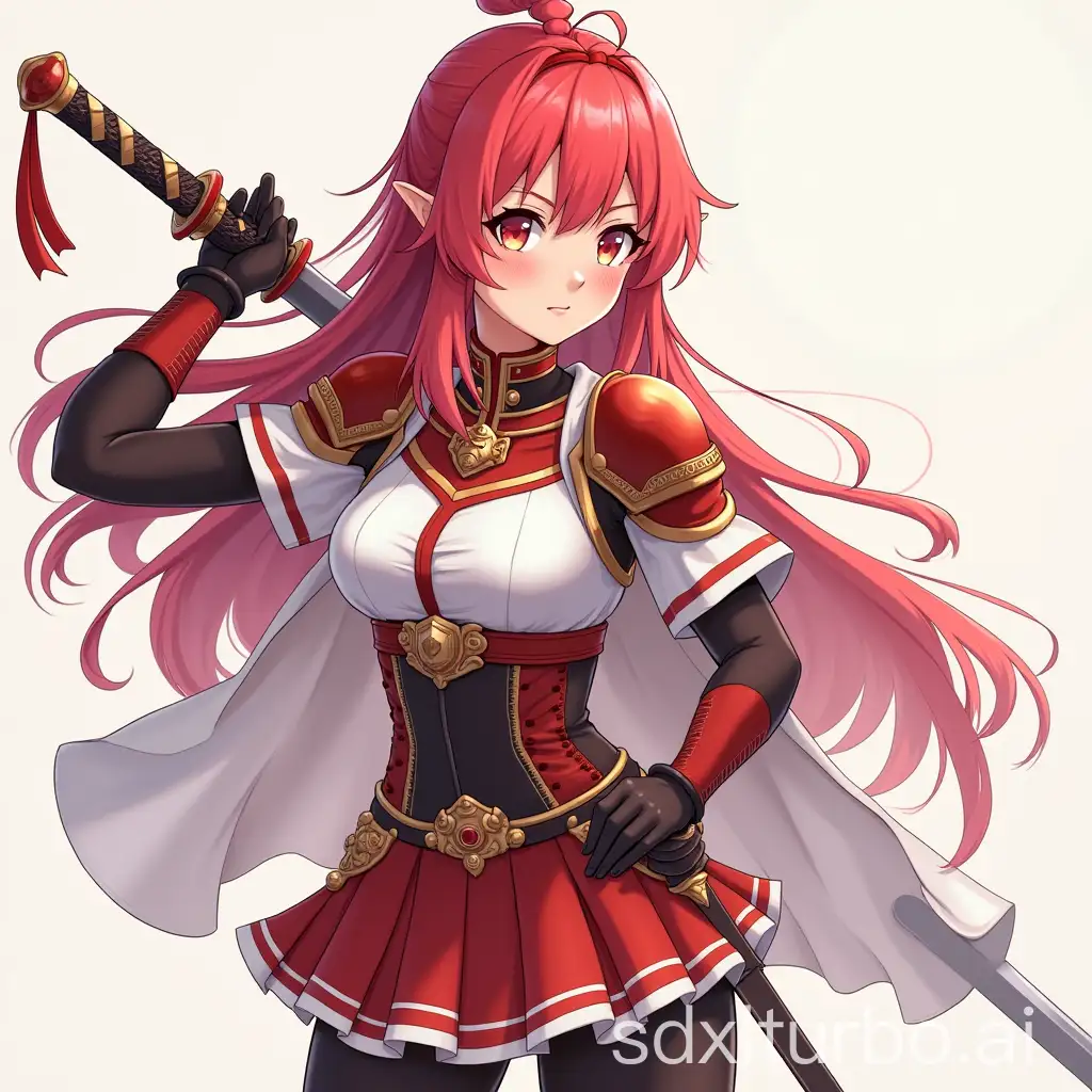 Female-Warrior-with-Red-Hair-in-Japanese-Anime-Style-Wielding-a-TwoHanded-Sword