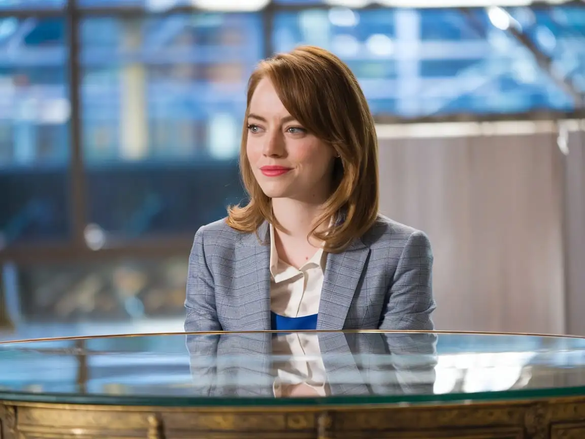 Reflection-of-Emma-Stone-on-Glassy-Table-Cinematic-Movie-Scene