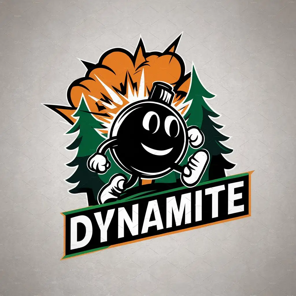 LOGO-Design-for-Dynamite-Fun-3D-Bomb-with-Legs-and-Smile-Explosive-Theme