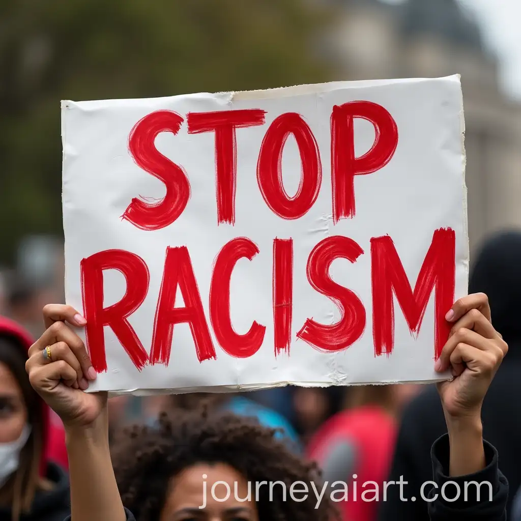 Diverse-Crowd-Holding-Stop-Racism-Sign-in-Unity