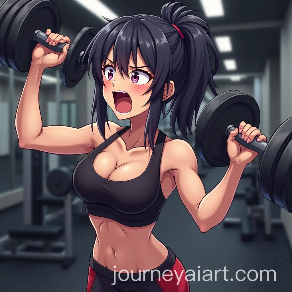 AnimeStyle-Motivated-Girl-Working-Out-in-the-Gym