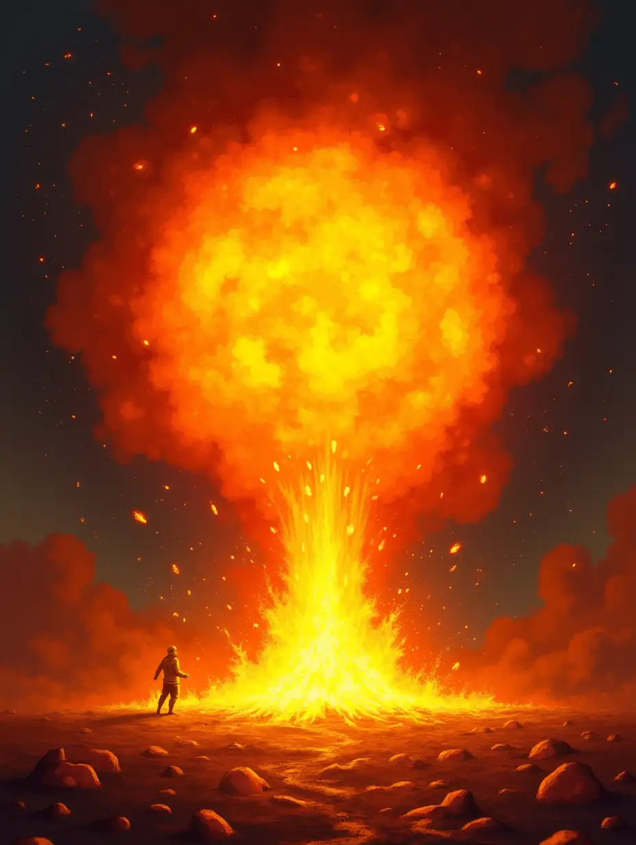 A massive fireball blazing toward the screen, embers trailing behind,, draw style, fantasy, bright colors, fantasy backgrounds