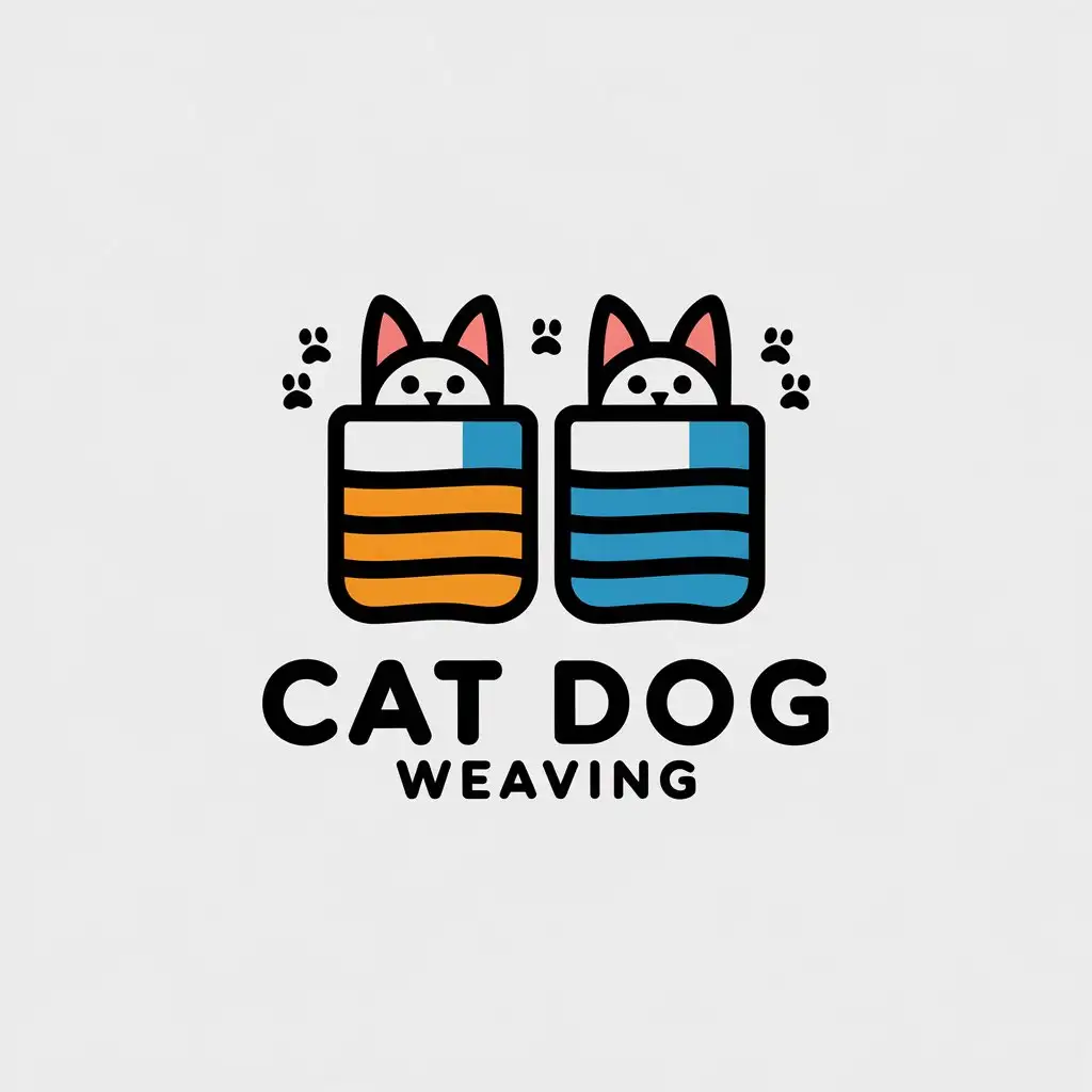 LOGO-Design-for-Cat-Dog-Weaving-Towel-with-Minimalistic-Cat-and-Dog-Elements