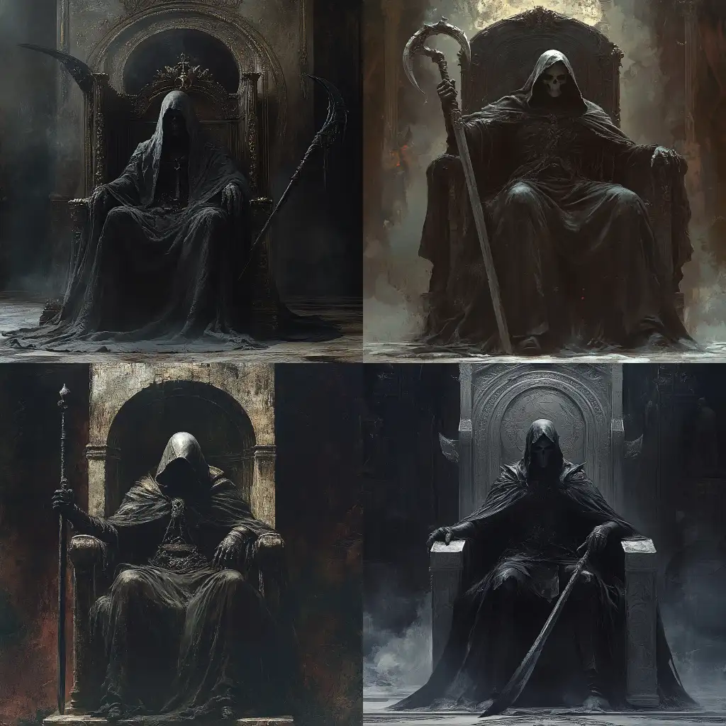 1970s-Dark-Fantasy-Book-Cover-of-the-Reaper-on-Throne-with-Scythe