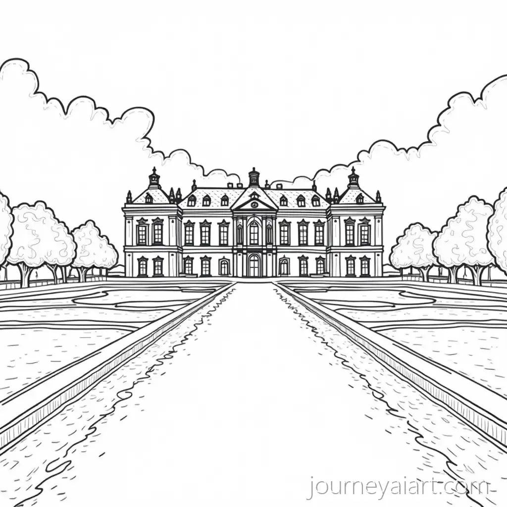 Garden-illustration-designMinimalist-Black-and-White-Illustration-of-the-Garden-at-Chateau-de-Versailles