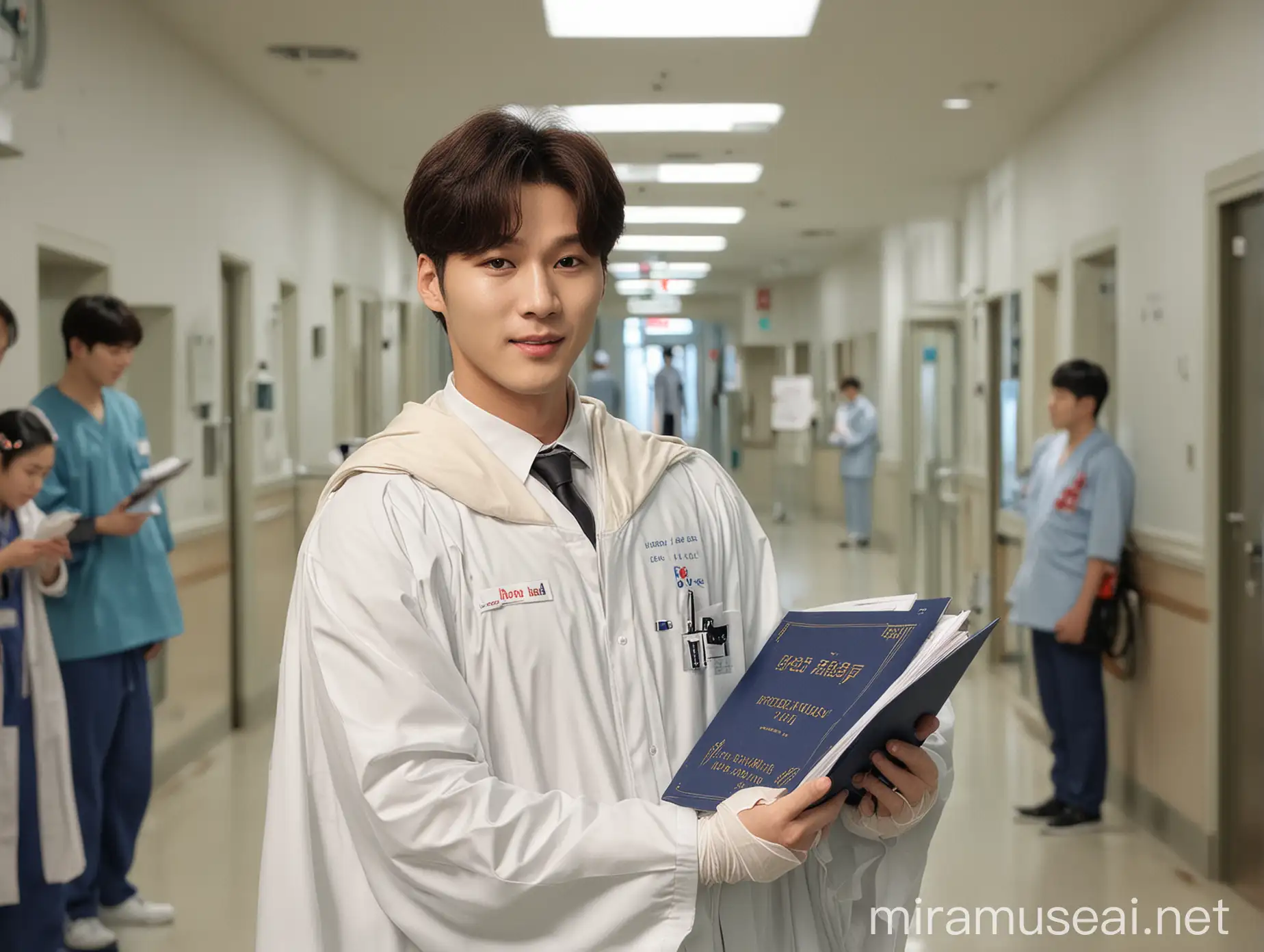 Jongkook BTS in Doctors Uniform with Hospital Background