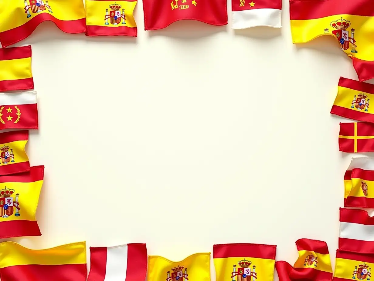 A template of a diploma with many flags of Spain