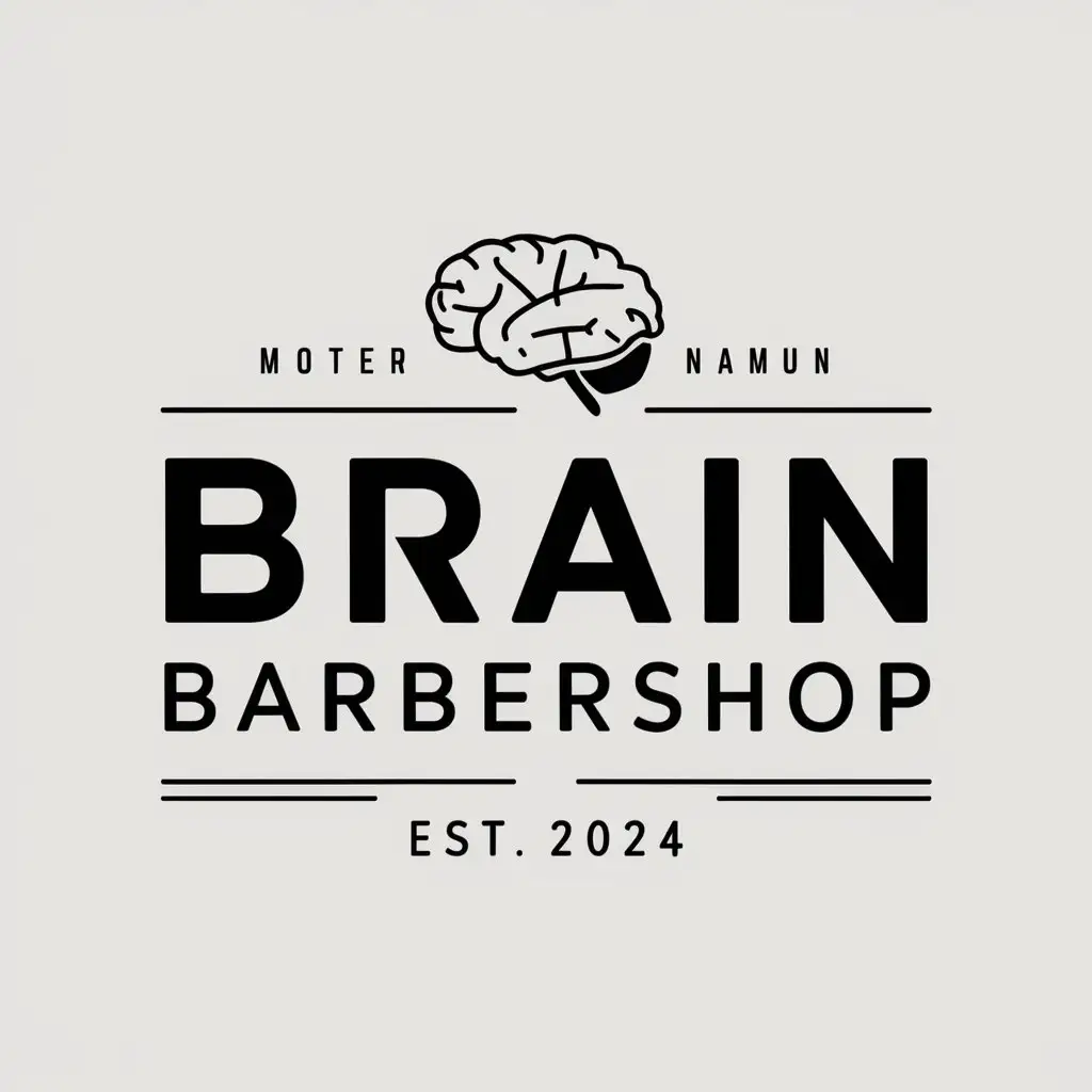 a vector logo design,with the text "BRAIN BARBERSHOP est. 2024", main symbol:Name,Moderate,clear background