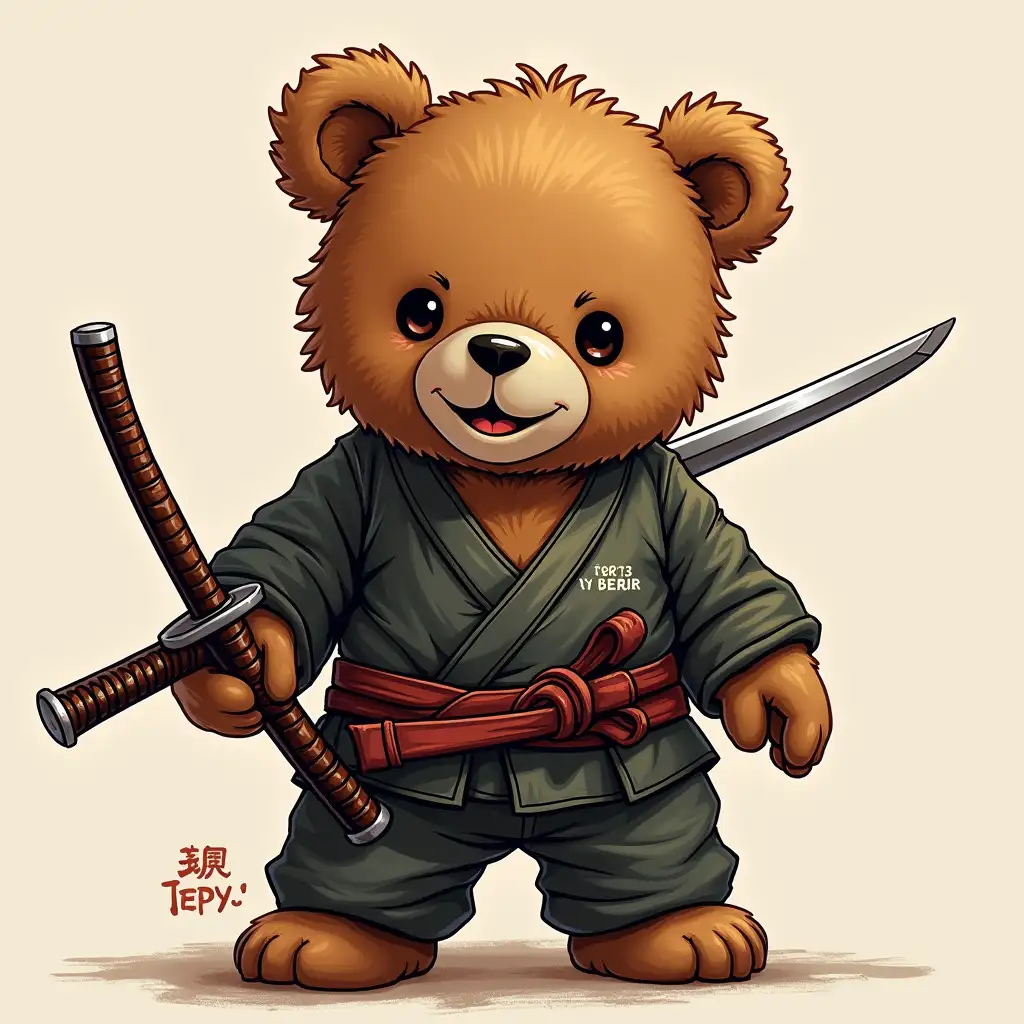 Tedy bear with katana