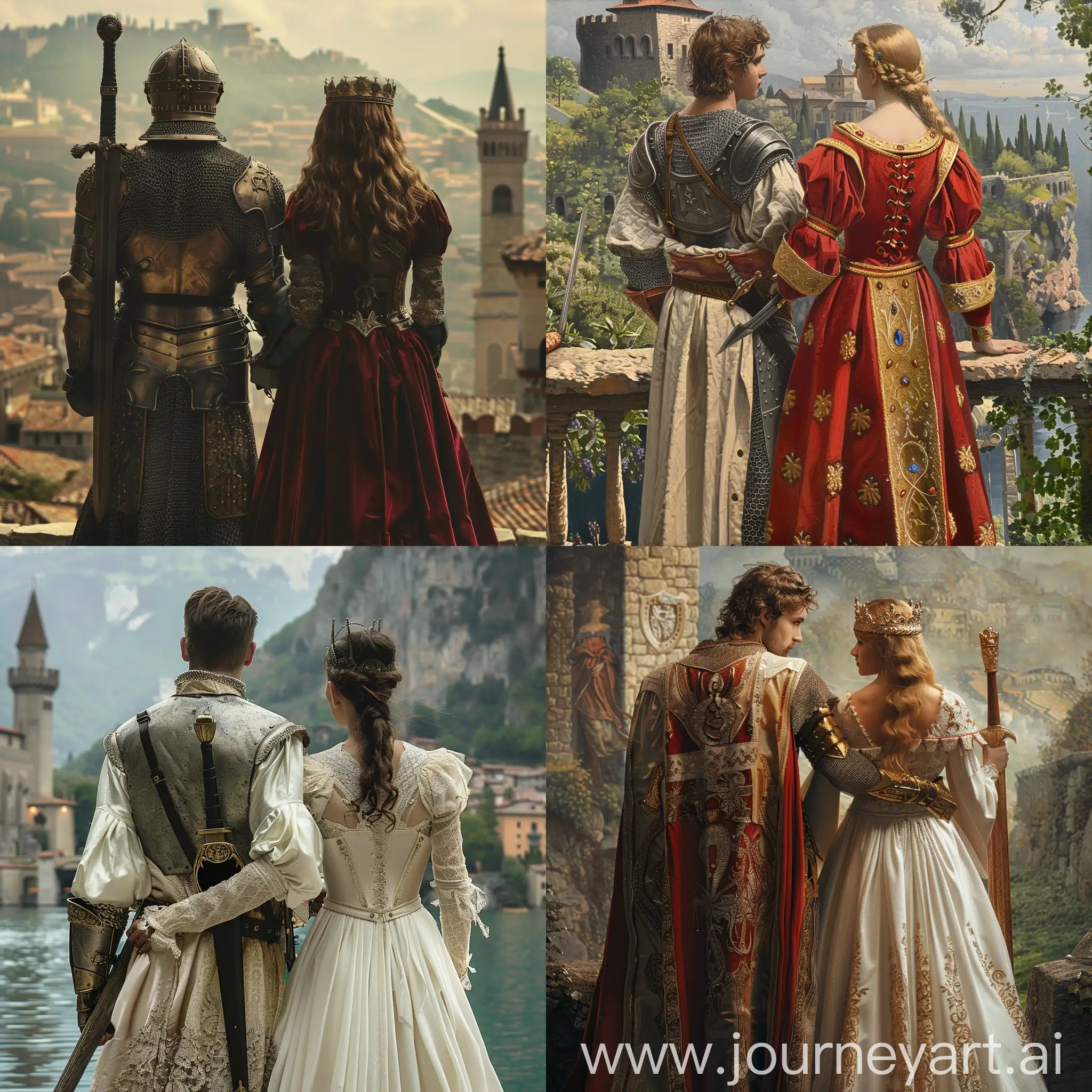 King-Arthur-and-Queen-in-Italy-Romantic-Medieval-Scene