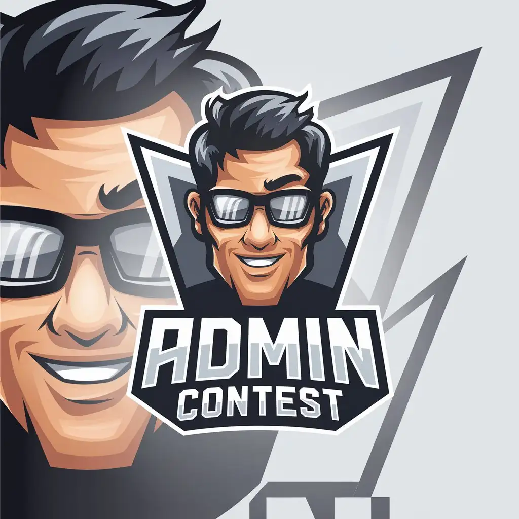 LOGO Design for ADMIN CONTEST Smiling Man in Glasses with Raised Eyebrow in Cybersport Style