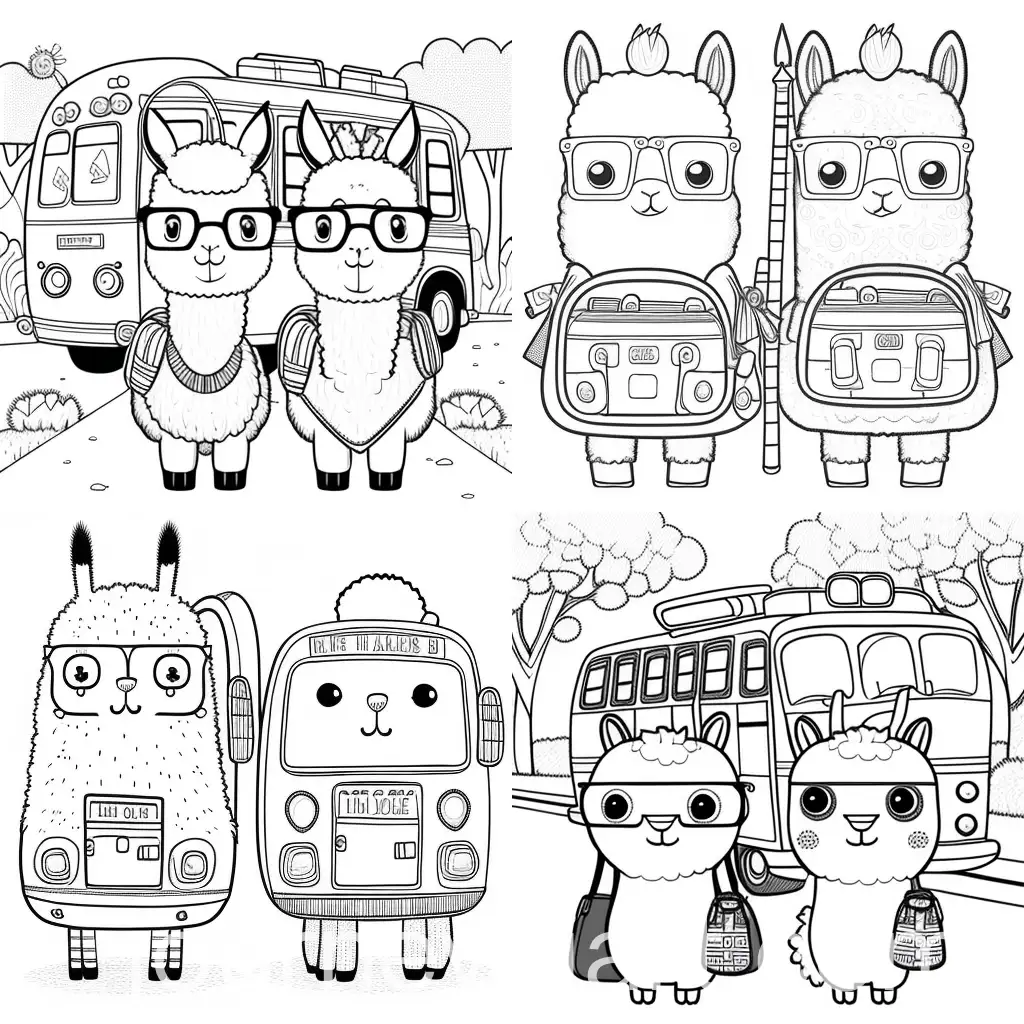 Fluffy-Llamas-with-Backpacks-Heading-to-School