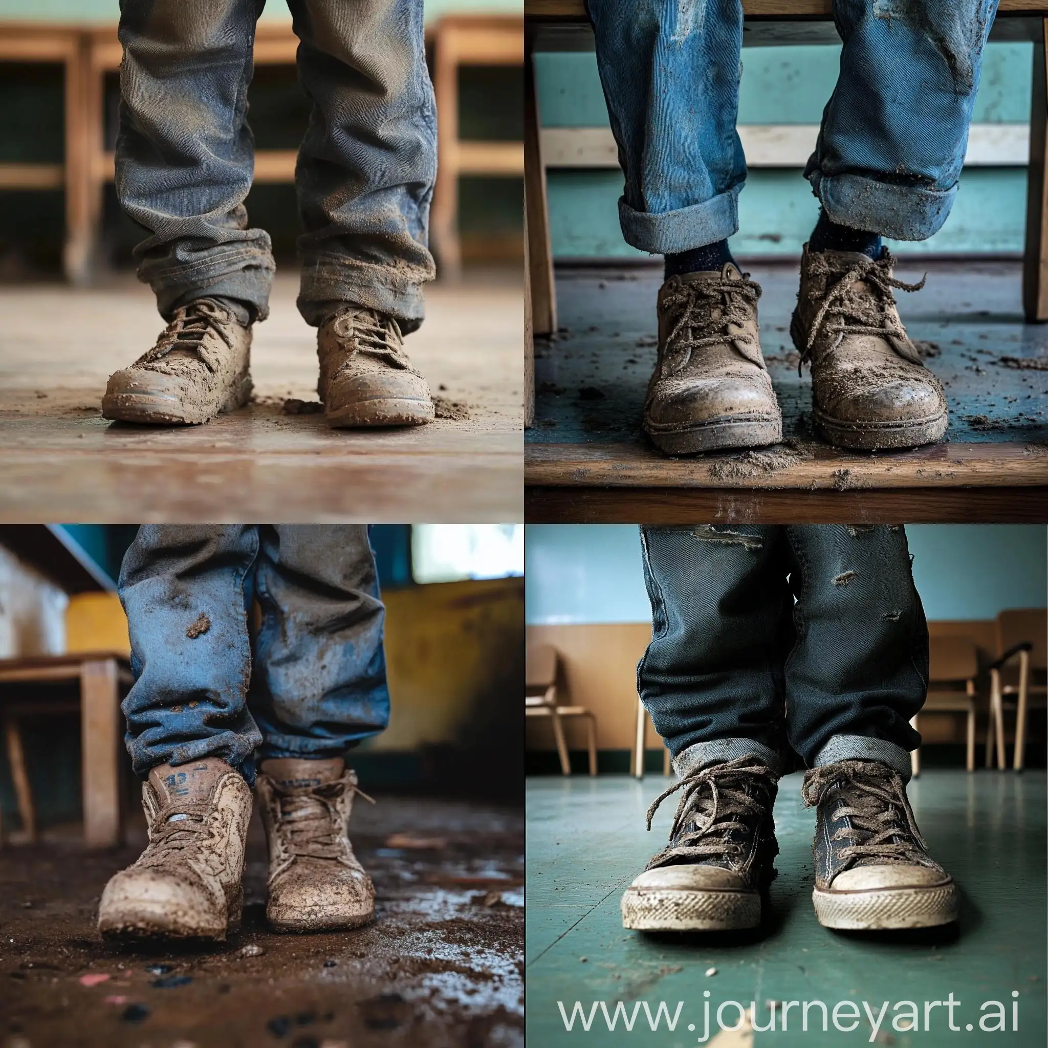 Schoolboy-Enters-Classroom-with-Dirty-Footwear