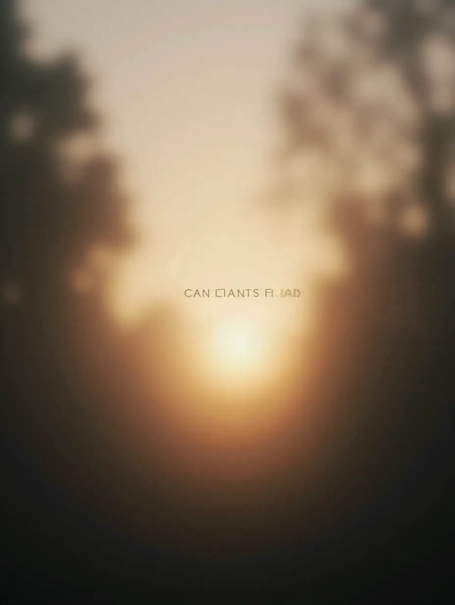 A soft blurred photo of sunrise peeking through misty trees, text overlaid softly.