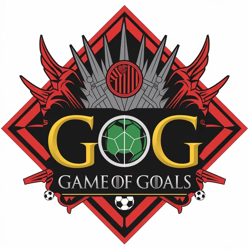 LOGO Design for Game Of Goals Soccer and Game of Thrones Inspired with YouTube Red and Green Field Theme