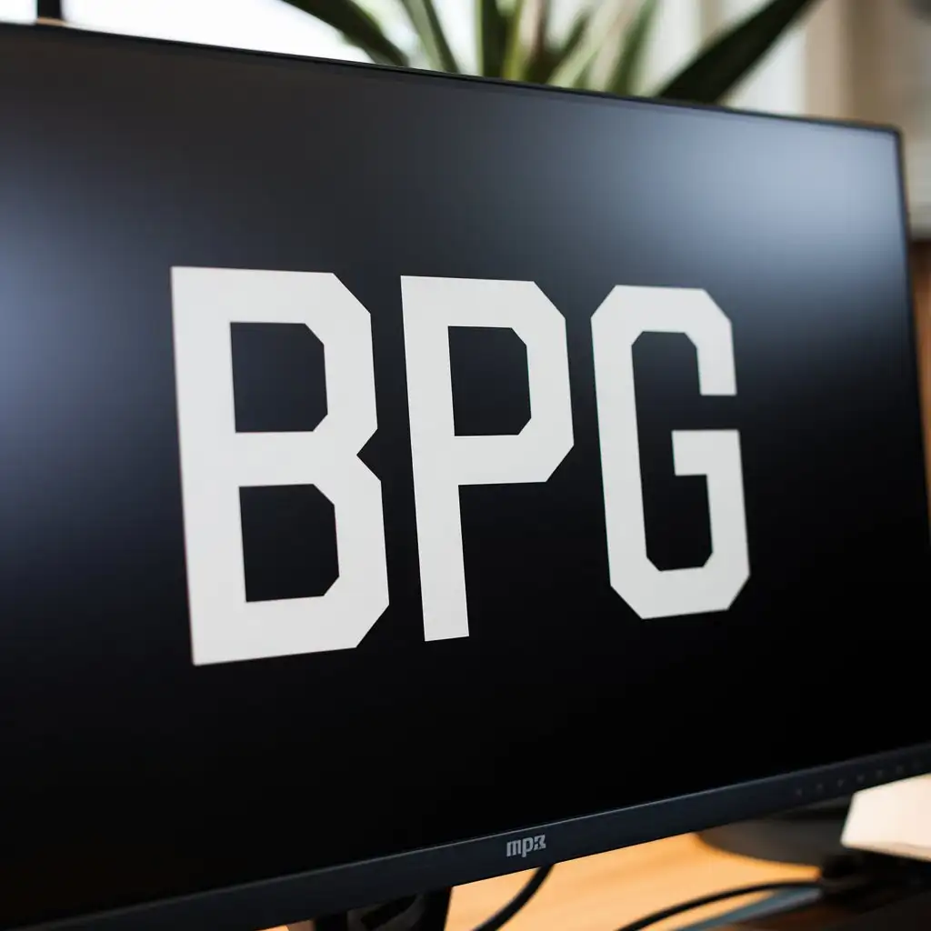 BPG text in background of PC