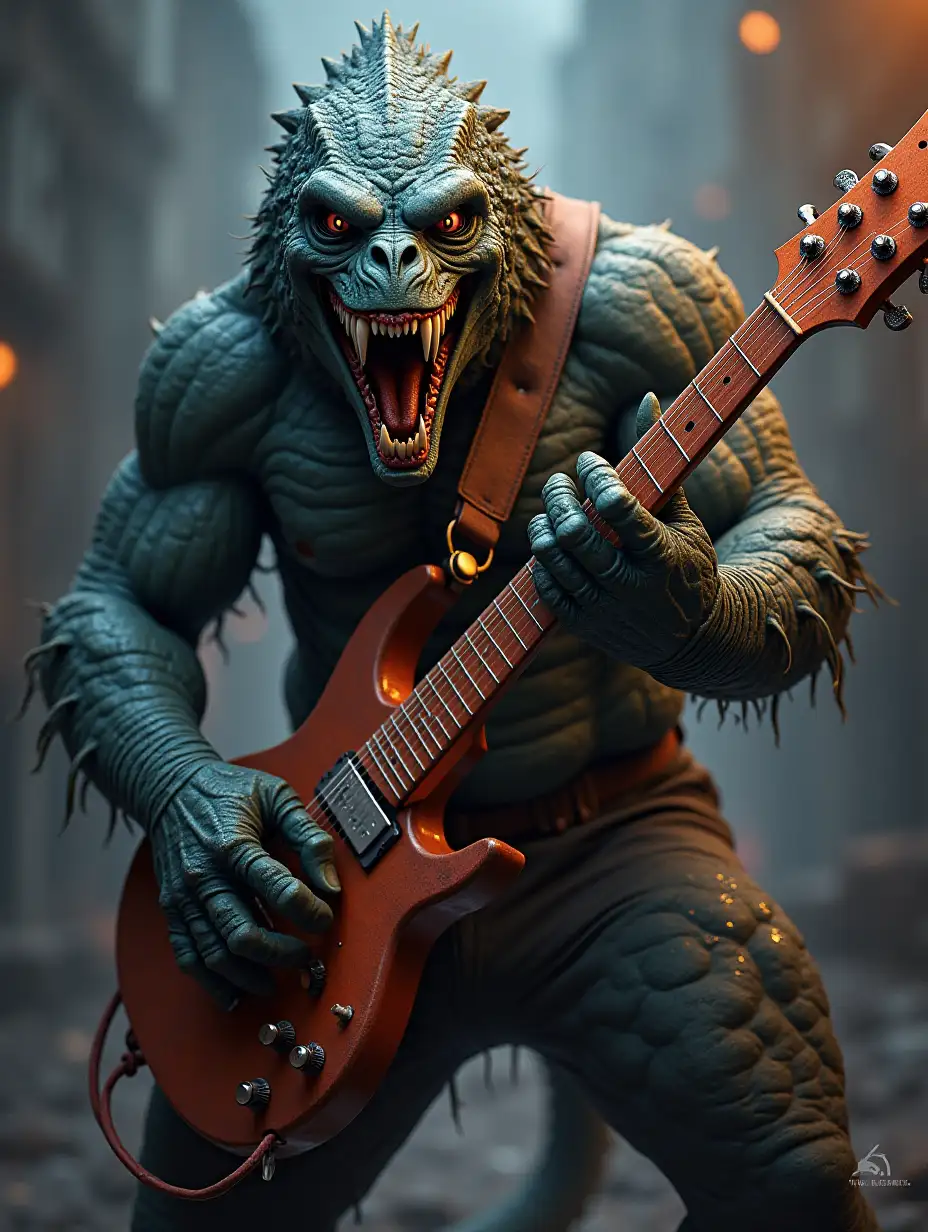 Monster playing guitar