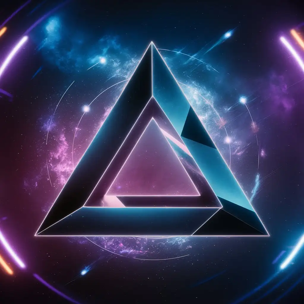 3D-Triangle-on-Cosmos-and-Neon-Background