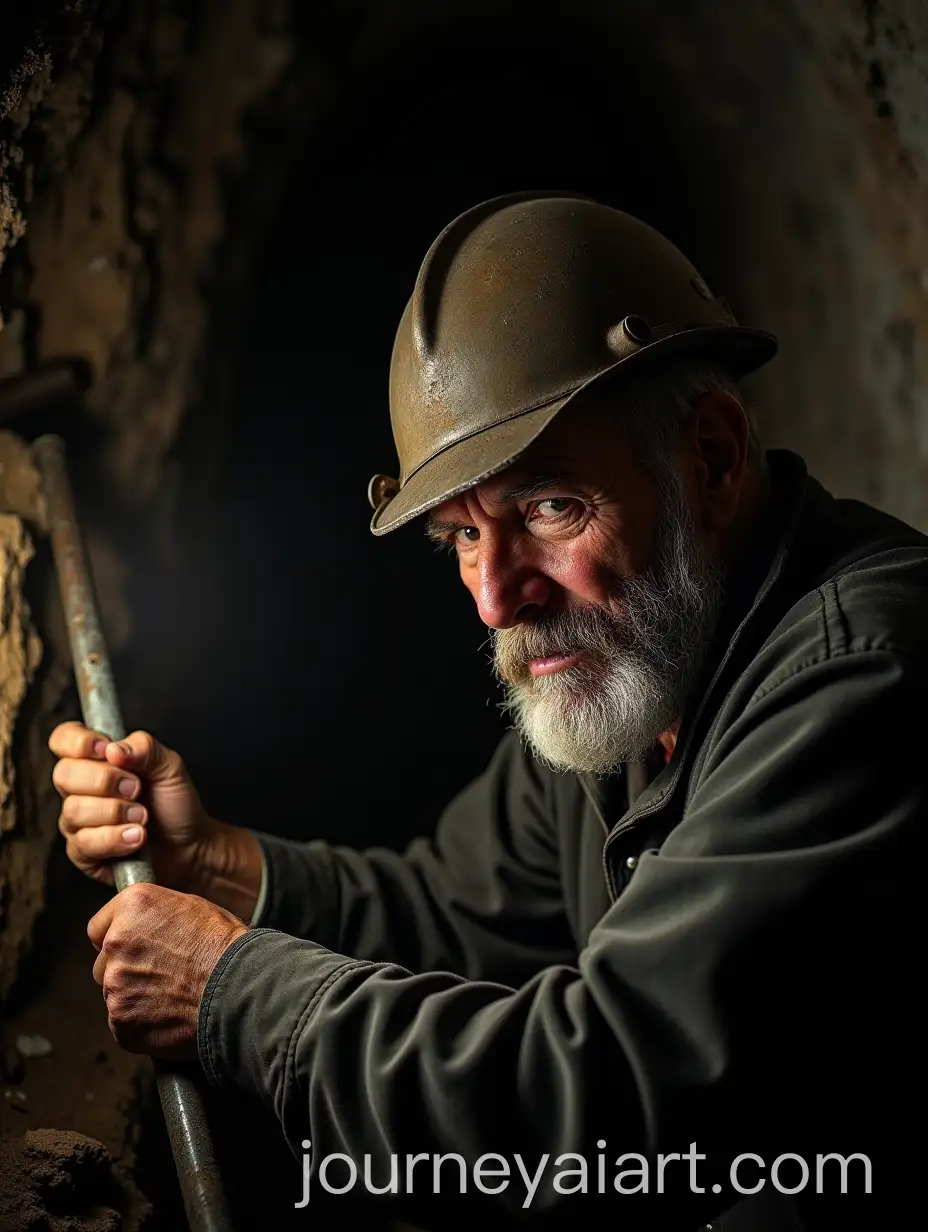 Old-Underground-Miner-Working-with-Tools-in-Dim-Light