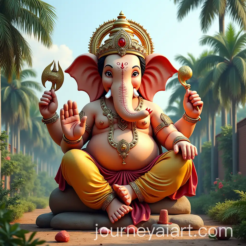 Lord-Ganesha-Statue-in-Rural-Indian-Campus-with-Traditional-and-Modern-Contrast