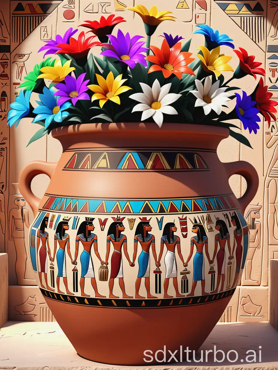 Vivid-Digital-Art-Clay-Pot-with-Ancient-Egyptian-Flowers