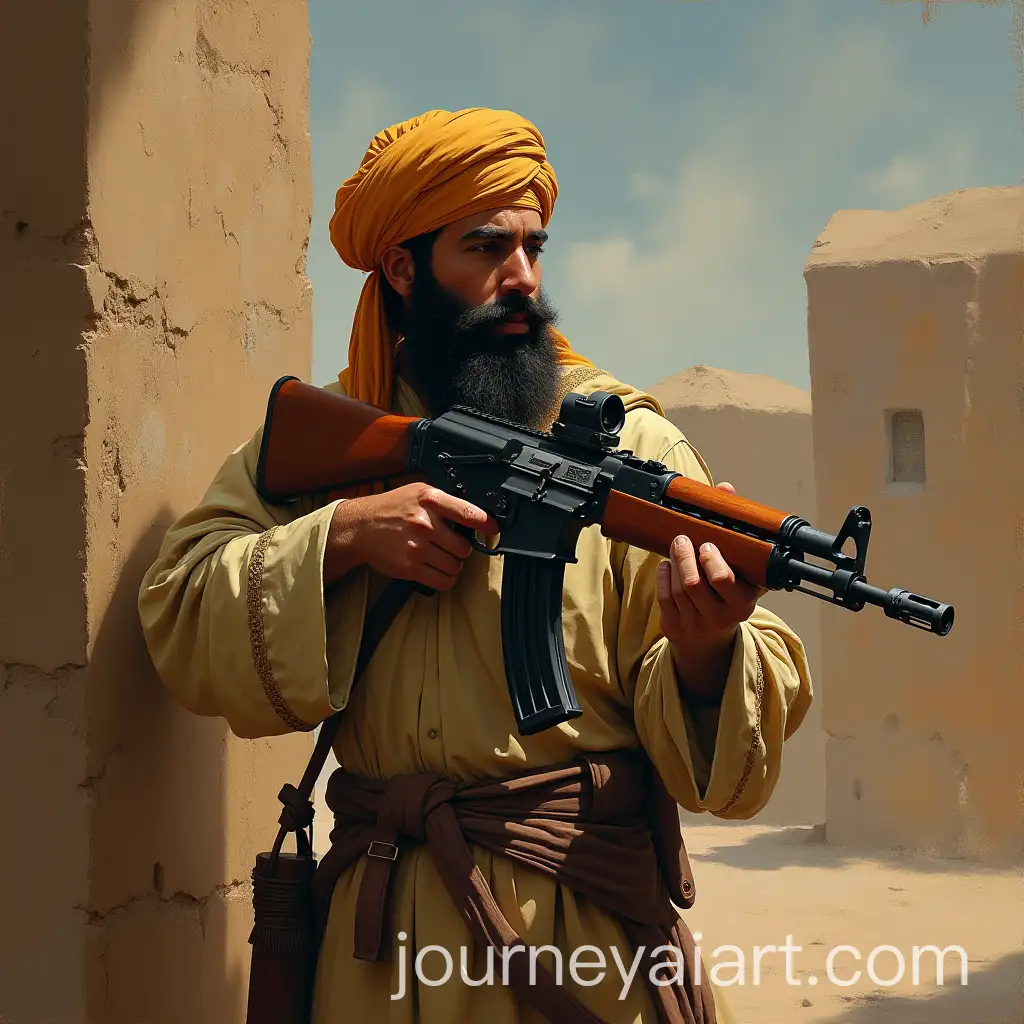 Turbaned-Islamic-Scholar-Holding-AK47-in-1000-AD-Historical-Fantasy