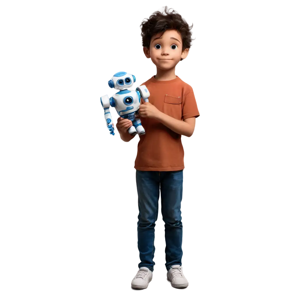 Little-Boy-Holding-PixarStyle-Robot-PNG-Image-for-Creative-Projects