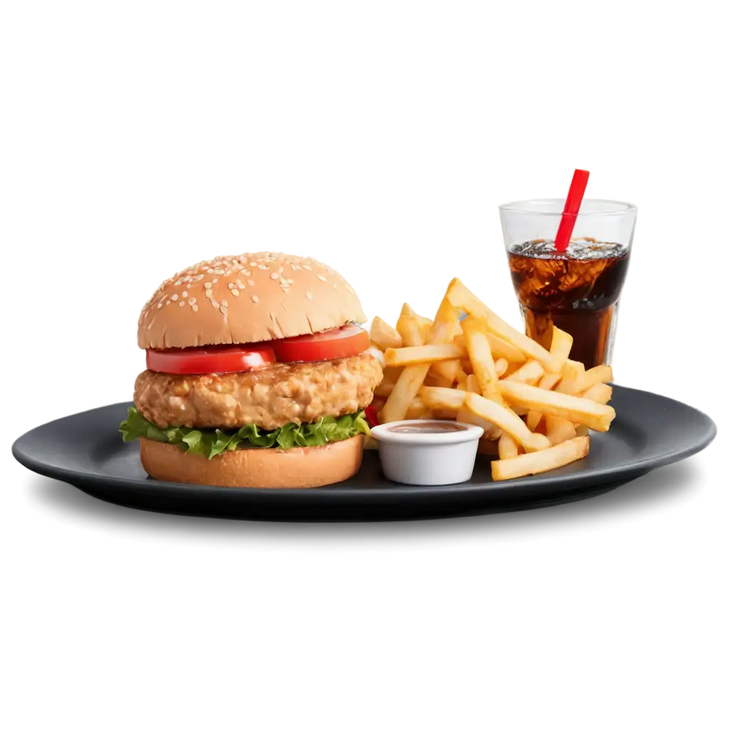 HighQuality-Chicken-Burger-PNG-Image-with-Fries-and-Coke-for-Enhanced-Visual-Appeal