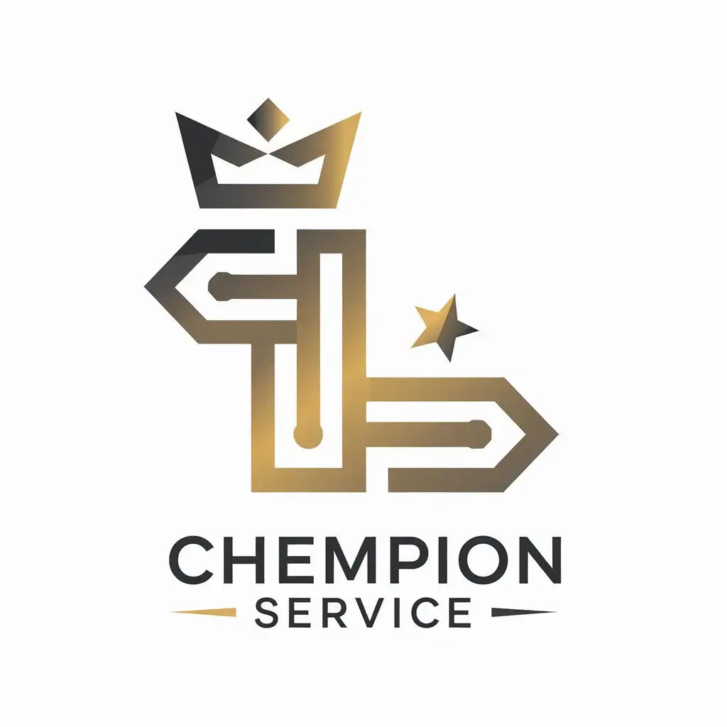 a vector logo design,with the text "chempion service", main symbol:Lev,complex,be used in Internet industry,clear background