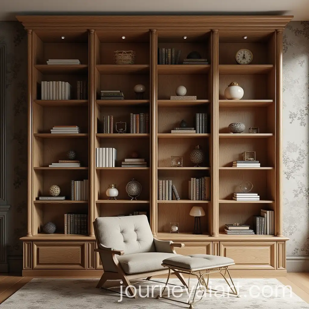Luxurious-Oak-Bookcase-in-a-Minimalist-Elegant-Setting
