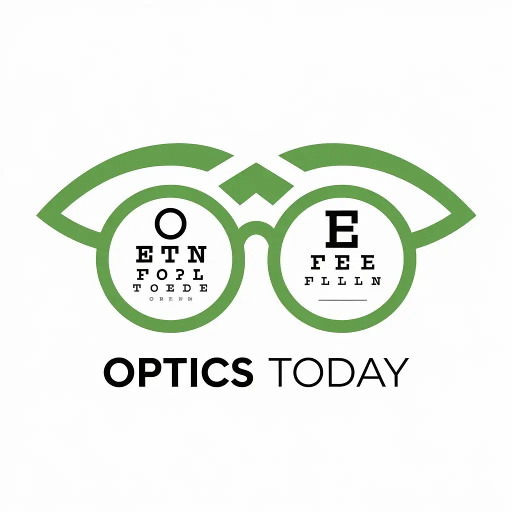 LOGO Design for Optics Today Minimalistic Eye Care Theme with Bright Green Elements