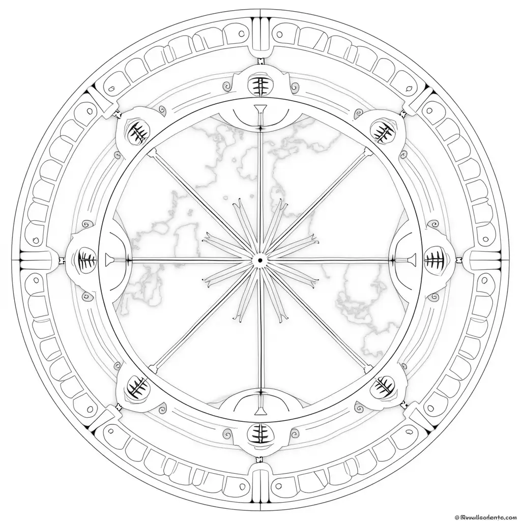 Black-and-White-Mandala-World-Map-with-North-Pole-Center