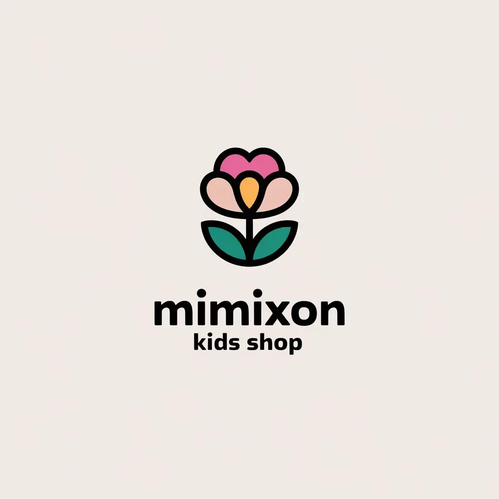 a vector logo design,with the text "Mimixon_kids_shop", main symbol:Malinia,Minimalistic,be used in Retail industry,clear background