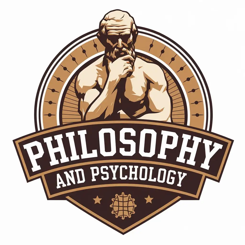 a vector logo design,with the text "Philosophy and psychology", main symbol:The Thinker,Moderate,be used in Others industry,clear background