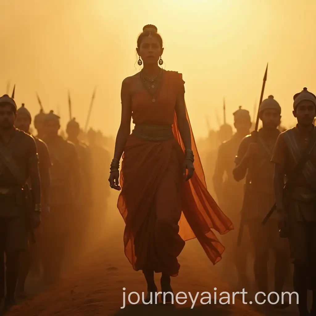 Rani-Lakshmibai-Inspiring-Her-Soldiers-in-Golden-Light