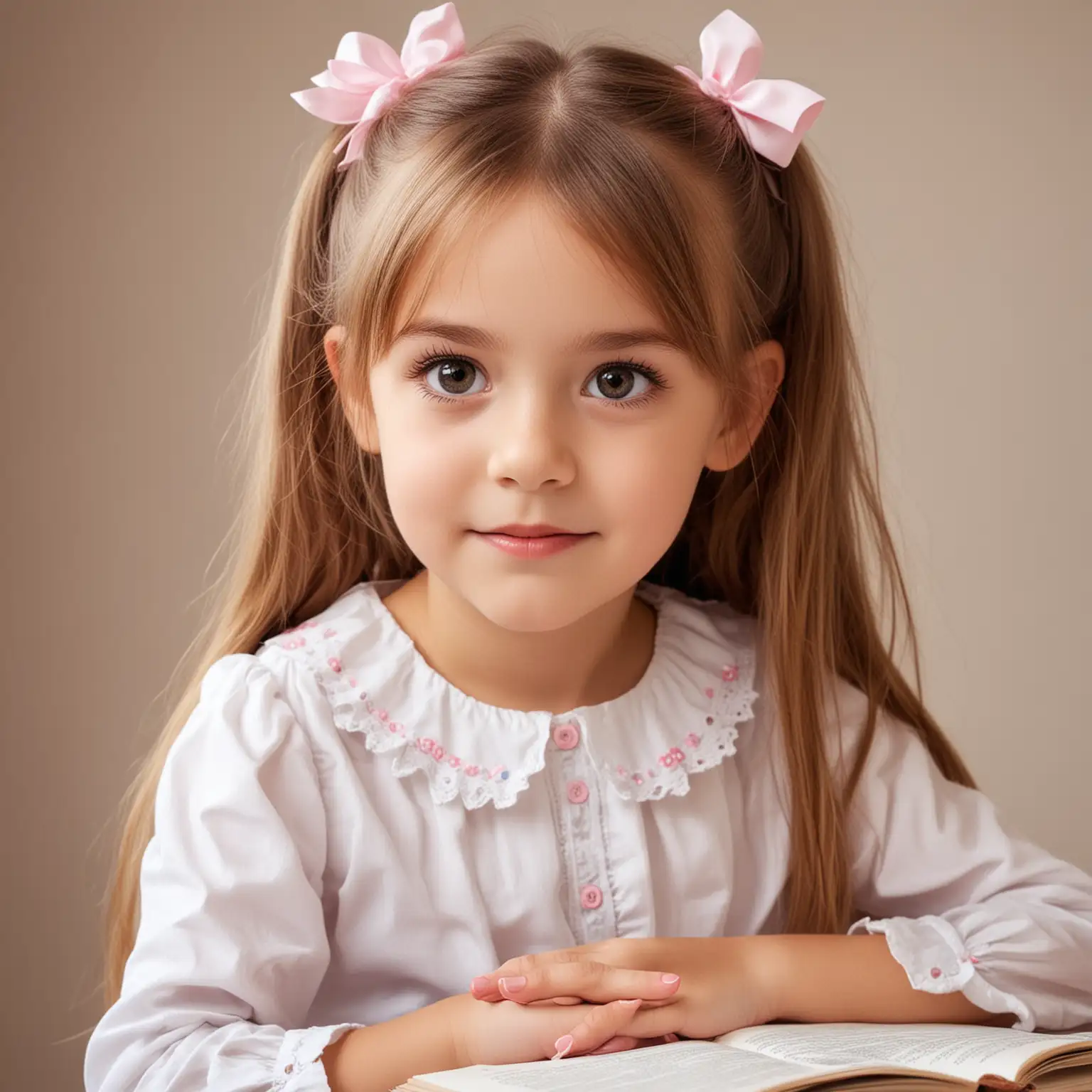 English language assistant, pretty and cute little girl