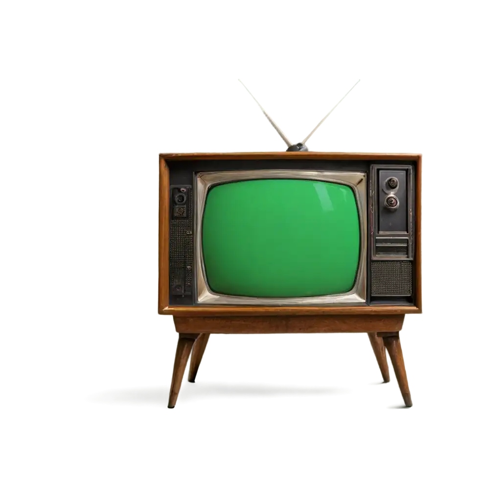 HighResolution-PNG-Image-of-Vintage-TV-Displaying-Green-Screen-for-Creative-Projects