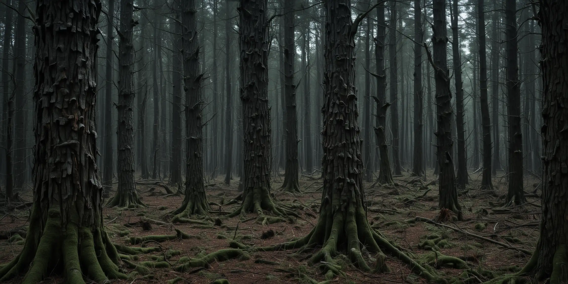 Sinister Monster Trees in a Dark Forest