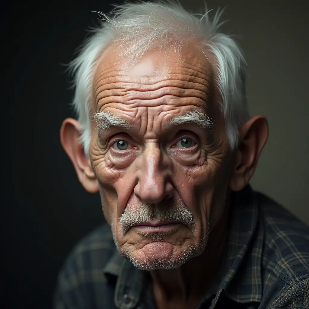 Elderly Mans Face Molded in Deep Listening Expression