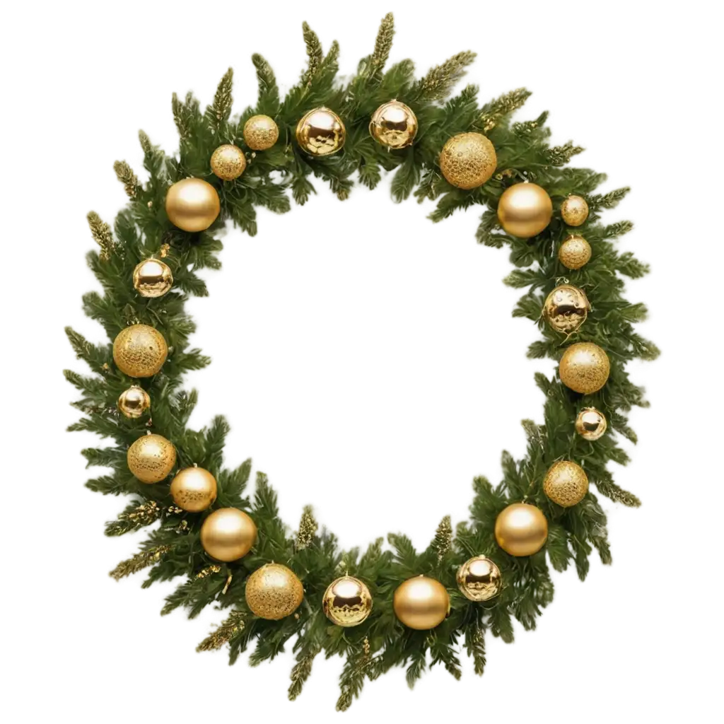 New-Year-Wreath-with-Golden-Decorations-PNG-HighQuality-Image-for-Celebratory-Designs