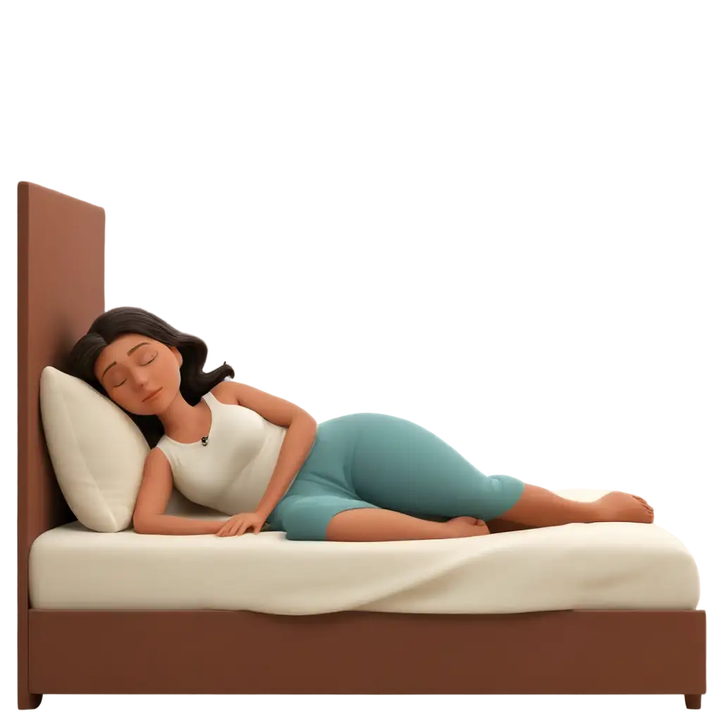 Cartoon-Woman-Sleeping-in-Bed-PNG-Image-Tranquil-Nighttime-Illustration