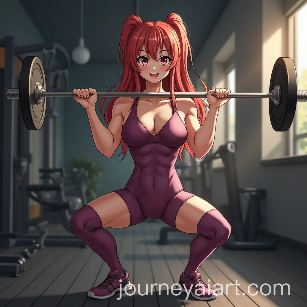 Anime-Bodybuilder-Woman-Preparing-for-Competition-with-Barbell-Squat