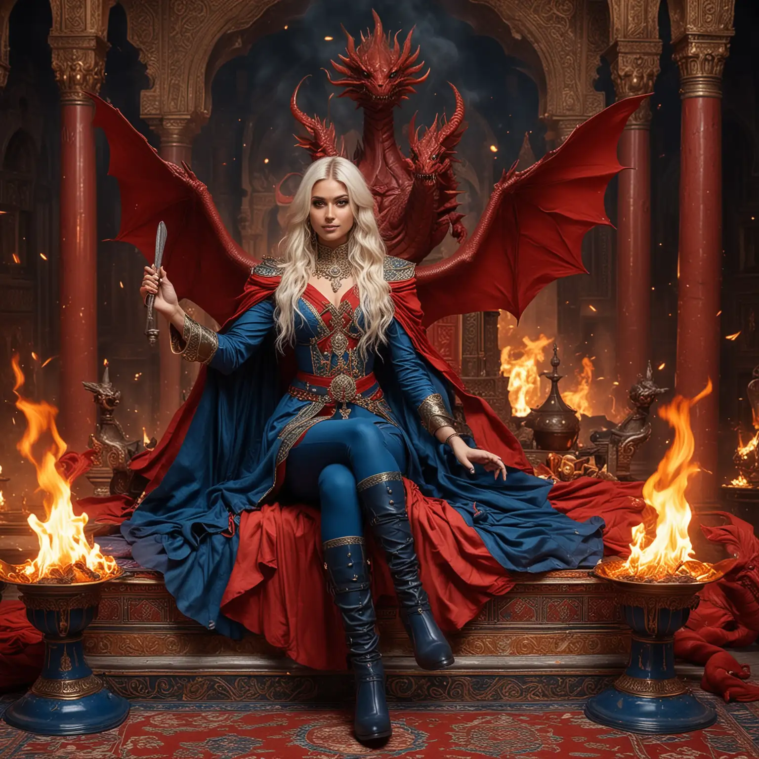 Majestic Goddess Sorceresses Commanding Fire and Power