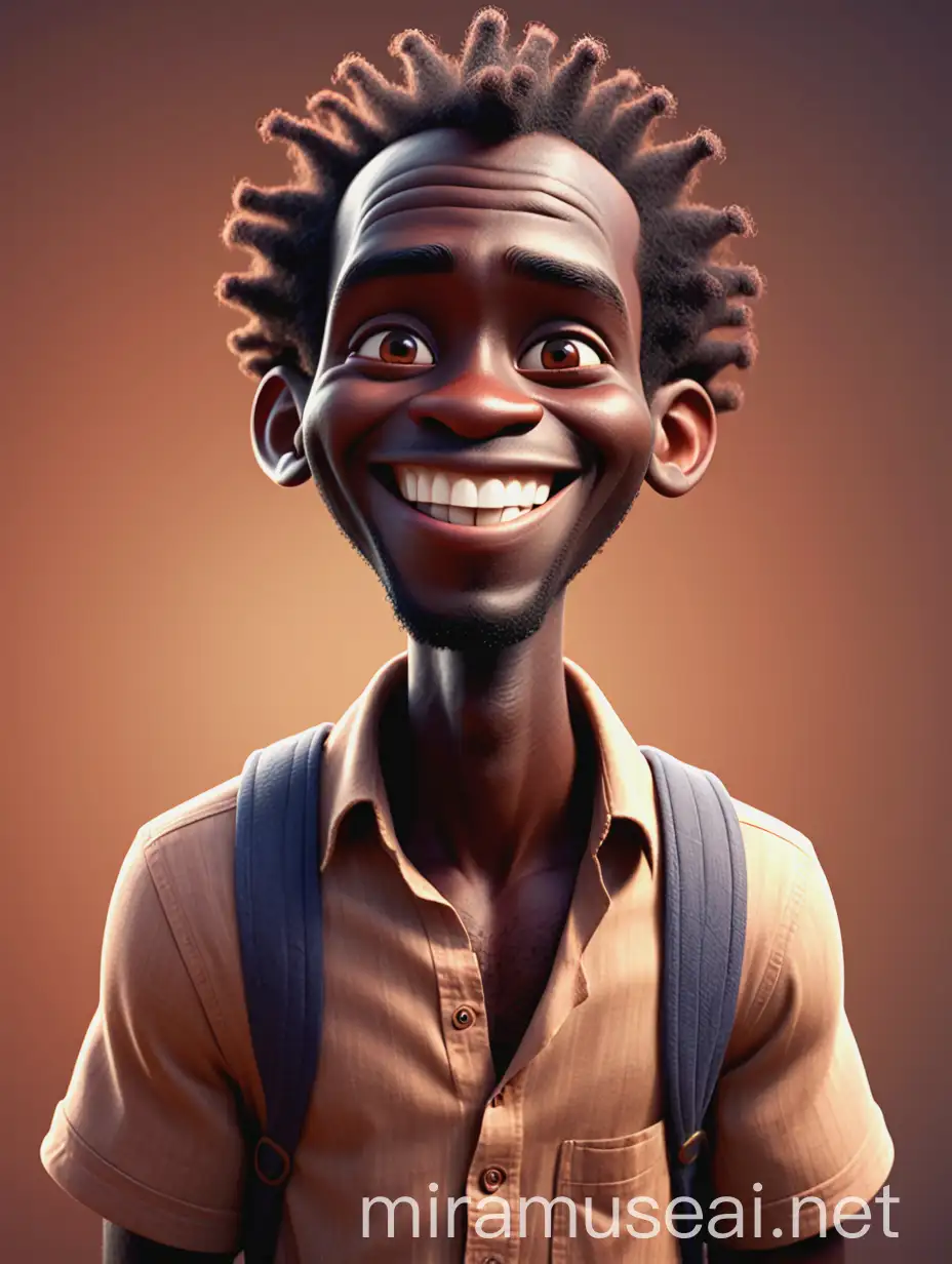 Cunning African Man with a 3D Pixar Style Smile