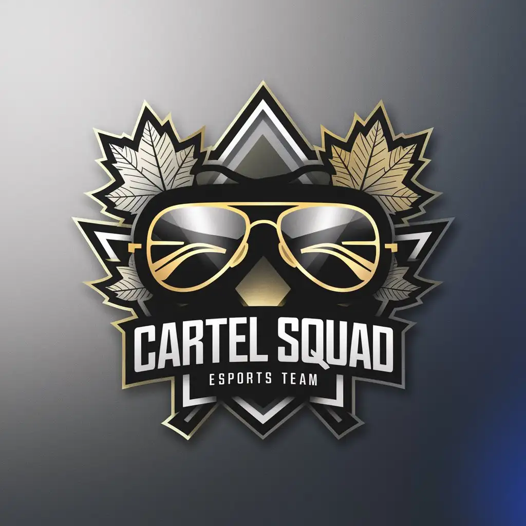 LOGO-Design-for-Cartel-Squad-Aviator-Glasses-and-Maple-Leaves-in-Cyberpunk-Style