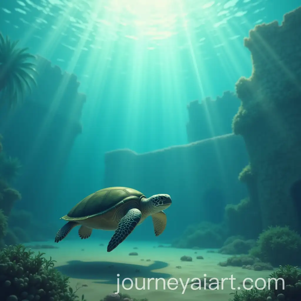 AI-Image-Prompt-ExpansionTurtles-Journey-from-the-Deep-Sea-to-Omani-Heritage-Site