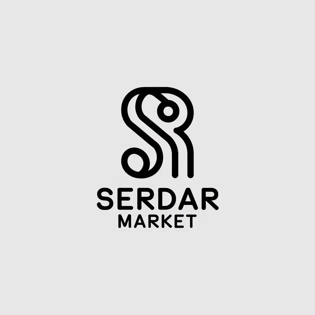 a vector logo design,with the text "Serdar market", main symbol:SR,Minimalistic,clear background