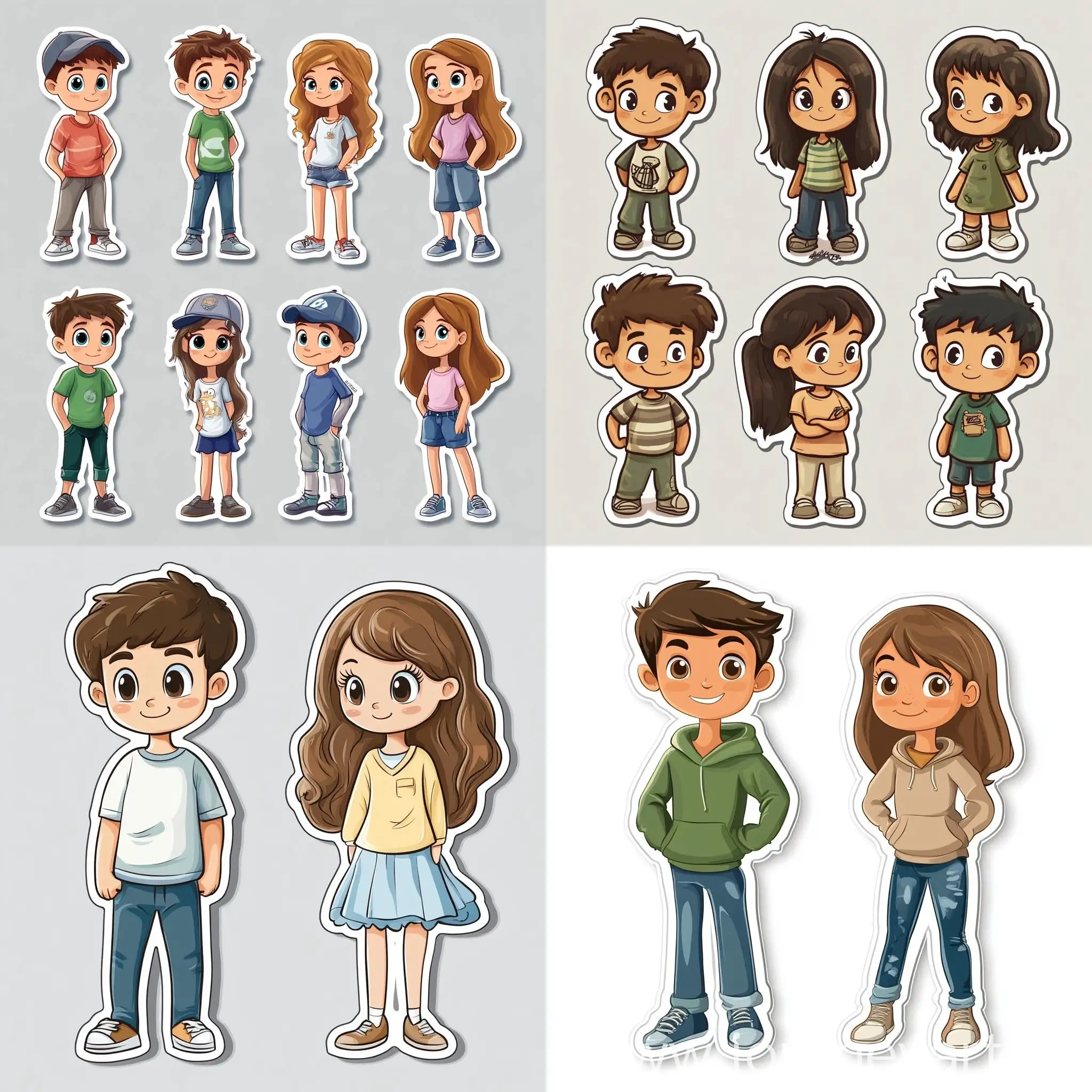 Cartoon-Boy-and-Girl-Stickers-in-Various-Styles