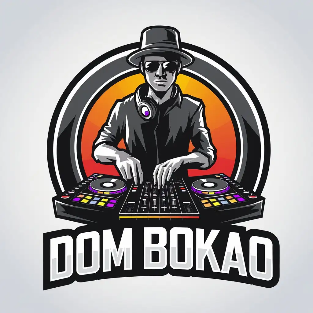 LOGO Design for DOM BOKAO DJthemed Logo with Moderate Design and Clear Background