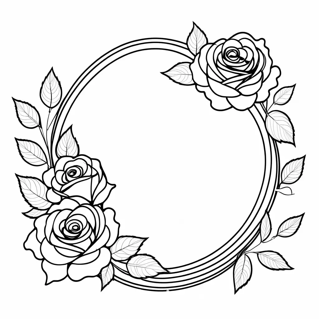 Letter-O-Surrounded-by-Three-Beautiful-Roses-Coloring-Page